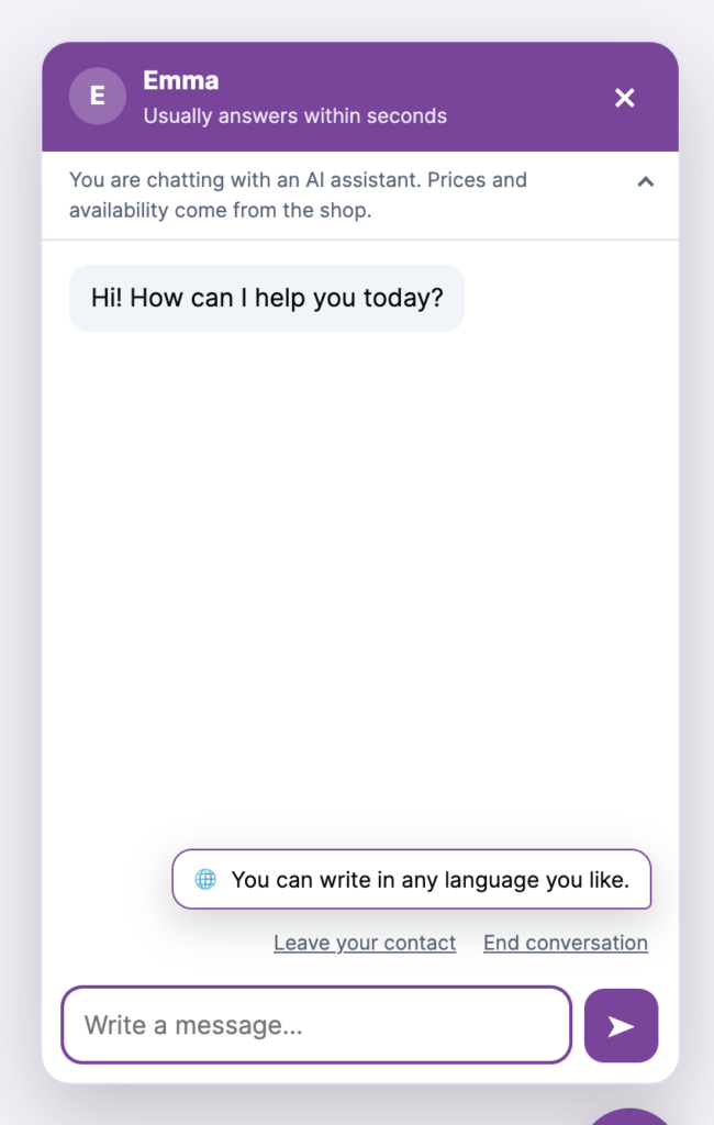 PMS Chat AI Pro hint that visitors can write in any language